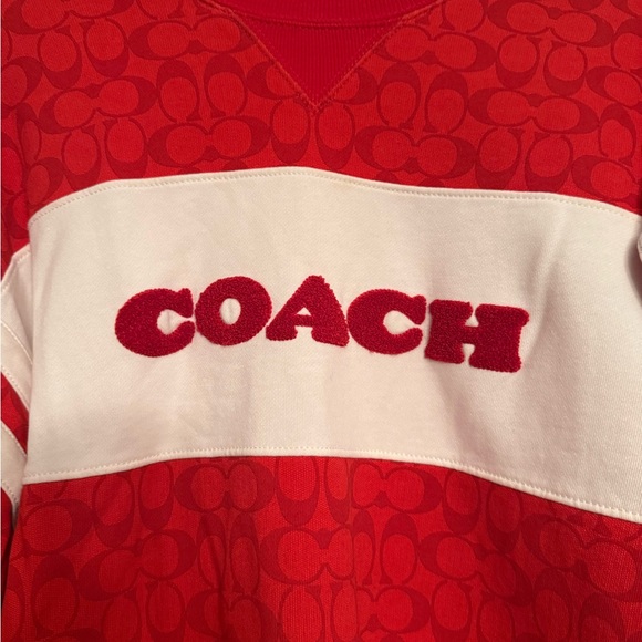RARE Authentic Coach Red Logo Sweatshirt Shorts lounge Set small $650 - Picture 2 of 8